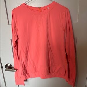 Lululemon Women’s neon Coral Long-Sleeve Rash Guard with zipper back